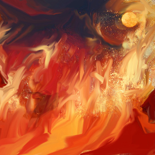 制作過程「激情」（藤本ひとみ著「士道残照 - 幕末京都守護職始末」装画作品）