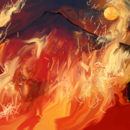 制作過程「激情」（藤本ひとみ著「士道残照 - 幕末京都守護職始末」装画作品）